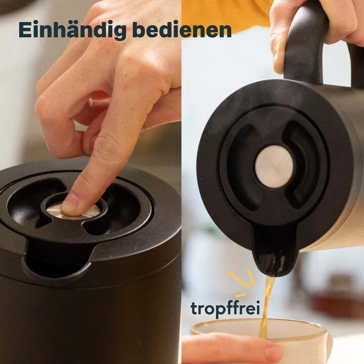B-Ware SILBERTHAL Thermoskanne Kaffeekanne Isolierkanne Glaseinsatz Edelstahl 1L