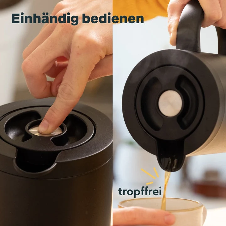 B-Ware SILBERTHAL Thermoskanne Kaffeekanne Isolierkanne Glaseinsatz Edelstahl 1L328