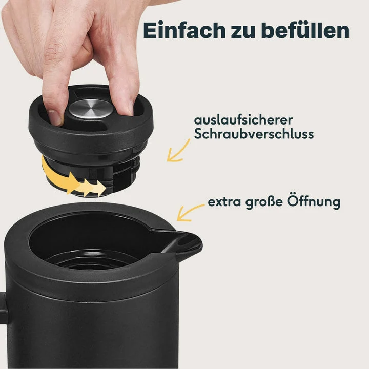 B-Ware SILBERTHAL Thermoskanne Kaffeekanne Isolierkanne Glaseinsatz Edelstahl 1L328