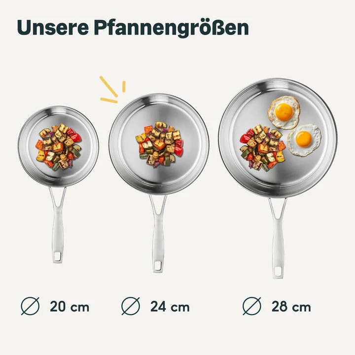 B-Ware SILBERTHAL Bratpfanne Edelstahlpfanne Pfanne unbeschichtet ohne Deckel 24cm483