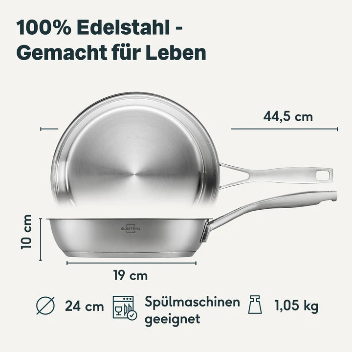 B-Ware SILBERTHAL Bratpfanne Edelstahlpfanne Pfanne unbeschichtet ohne Deckel 24cm483