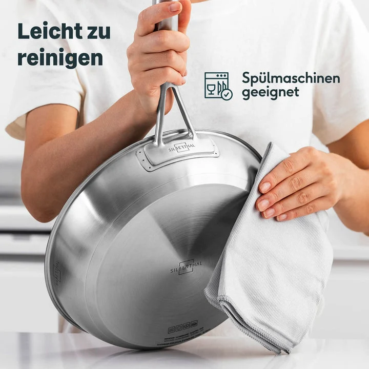 B-Ware SILBERTHAL Edelstahlpfanne unbeschichtet Sandwichboden spülmaschinenfest933
