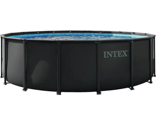 B-Ware Intex Aufstellpool Framepool Ø 549 cm anthrazit Poolset mit Filteranlage Leiter