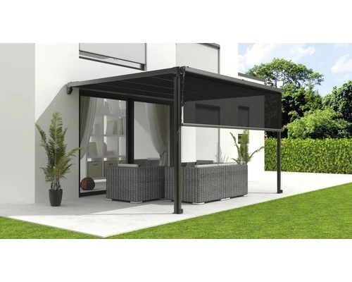 B-Ware Senkrechtmarkise Vertikalmarkise Sonnenschutz graphitschwarz 294 x 394 cm438