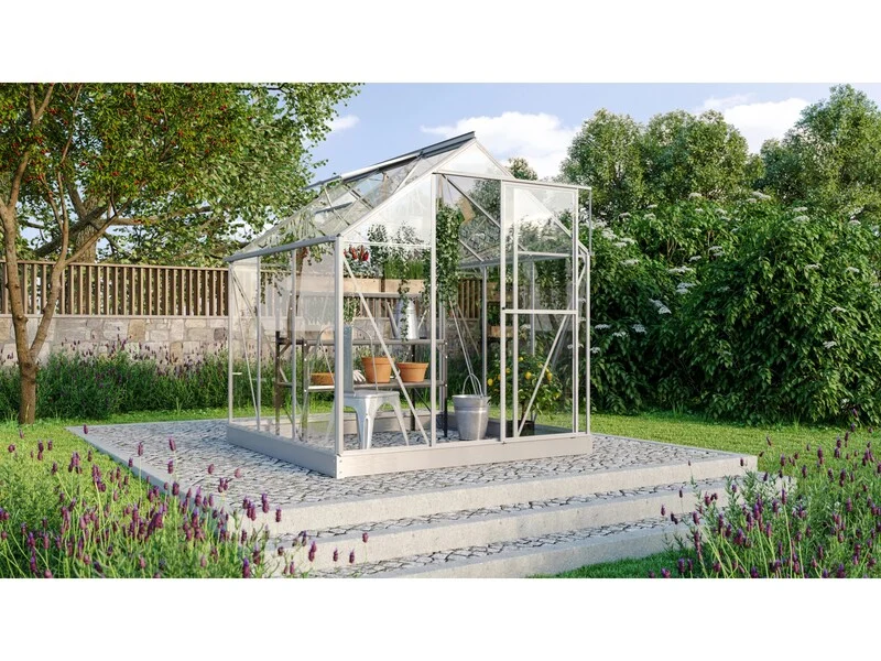 B-Ware Vitavia Gewächshaus Triton 3800 Aluminium 3,8 m² Garten mit Fundamentrahmen