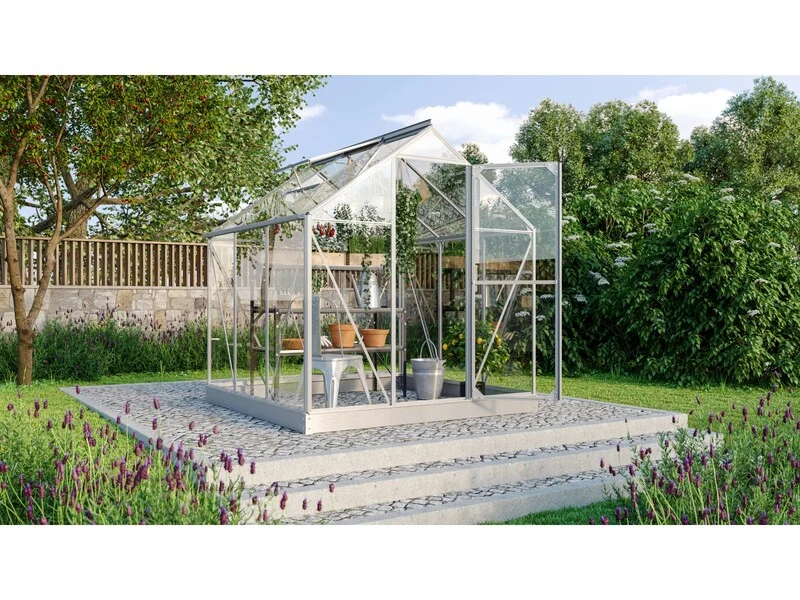 B-Ware Vitavia Gewächshaus Triton 3800 Aluminium 3,8 m² Garten mit Fundamentrahmen