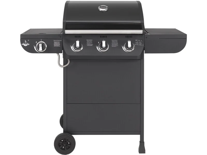 B-Ware El Fuego Gasgrill Columbus 3-Brenner Grill mit Seitenkocher Garten schwarz