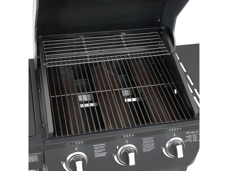 B-Ware El Fuego Gasgrill Columbus 3-Brenner Grill mit Seitenkocher Garten schwarz