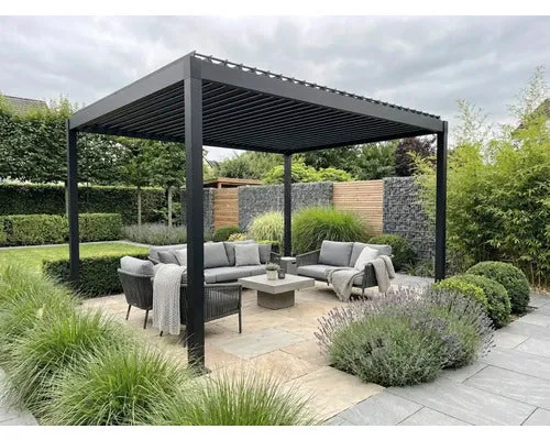Mirador Pergola Gartenpavillon Stahl-Pergola anthrazit 300x400cm Lamellendach