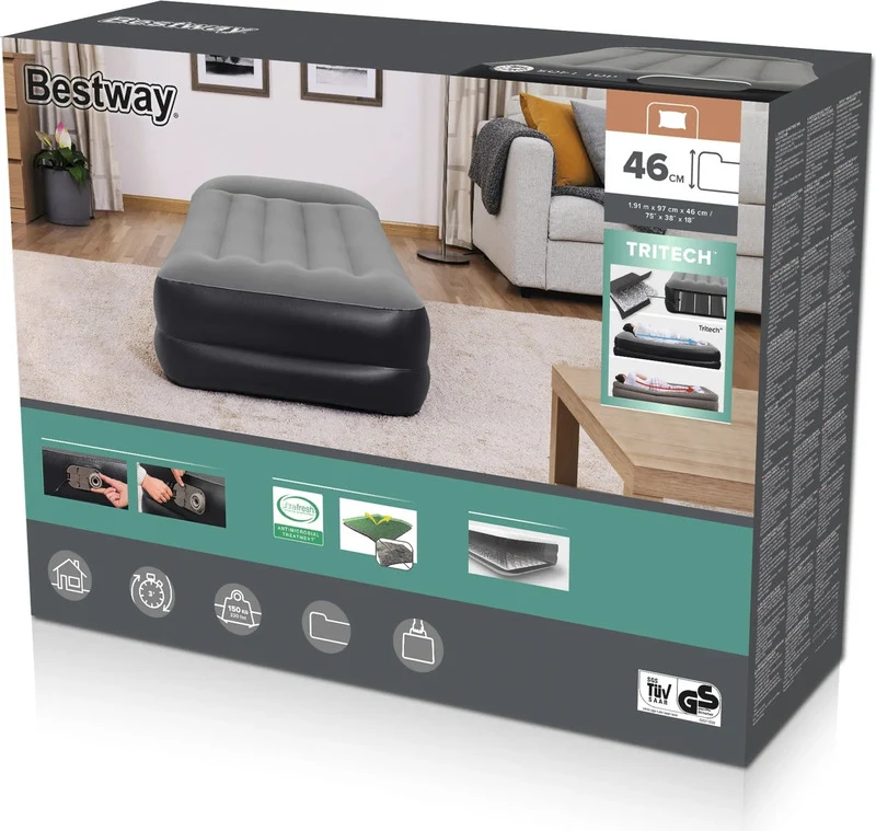 B-Ware Bestway TriTech Luftbett Aerolux Single XL 191x97x46 cm mit Elektropumpe