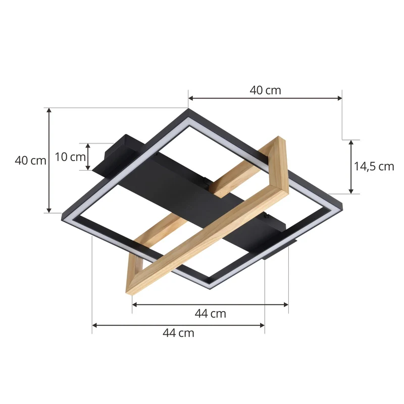 B-Ware Lindby Deckenleuchte Lampe Led Schwarz Holz Aluminium Kunststoff Holamu 46cm542