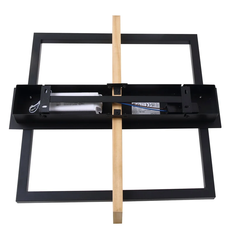 B-Ware Lindby Deckenleuchte Lampe Led Schwarz Holz Aluminium Kunststoff Holamu 46cm542