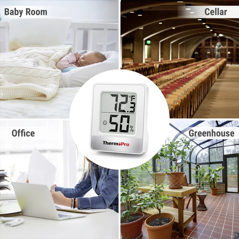 B-Ware ThermPro Thermo-/Hygrometer Digitales Thermometer Hygrometer Weiß LCD Display