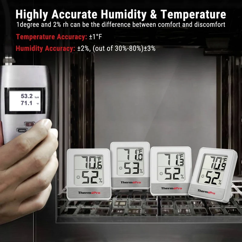 B-Ware ThermPro Thermo-/Hygrometer Digitales Thermometer Hygrometer Weiß LCD Display