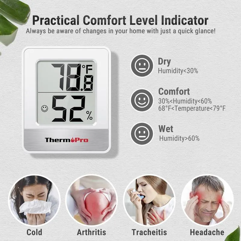 B-Ware ThermPro Thermo-/Hygrometer Digitales Thermometer Hygrometer Weiß LCD Display