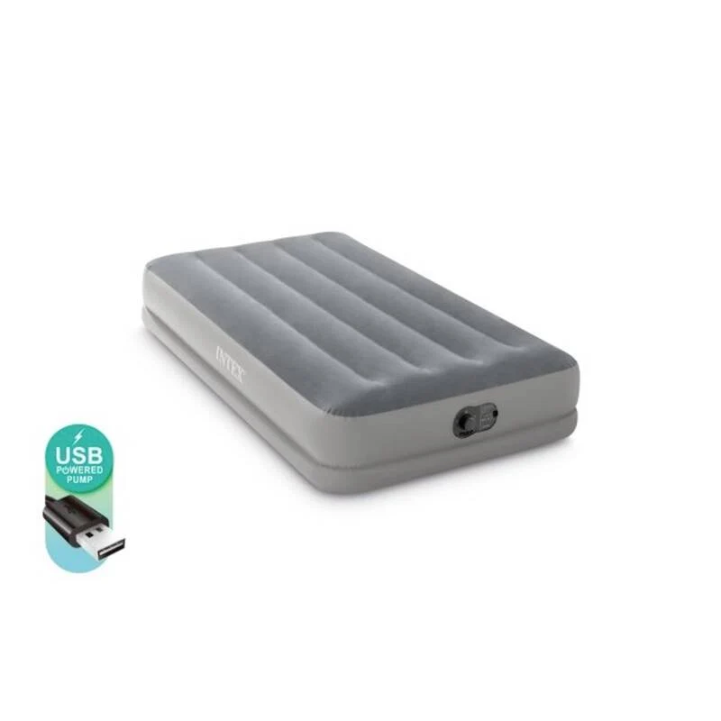 B-Ware Intex 64112 Einzelmatratze mit USB-Fastfill-Pumpe Farbe Grau 99 x 191 x 30 cm