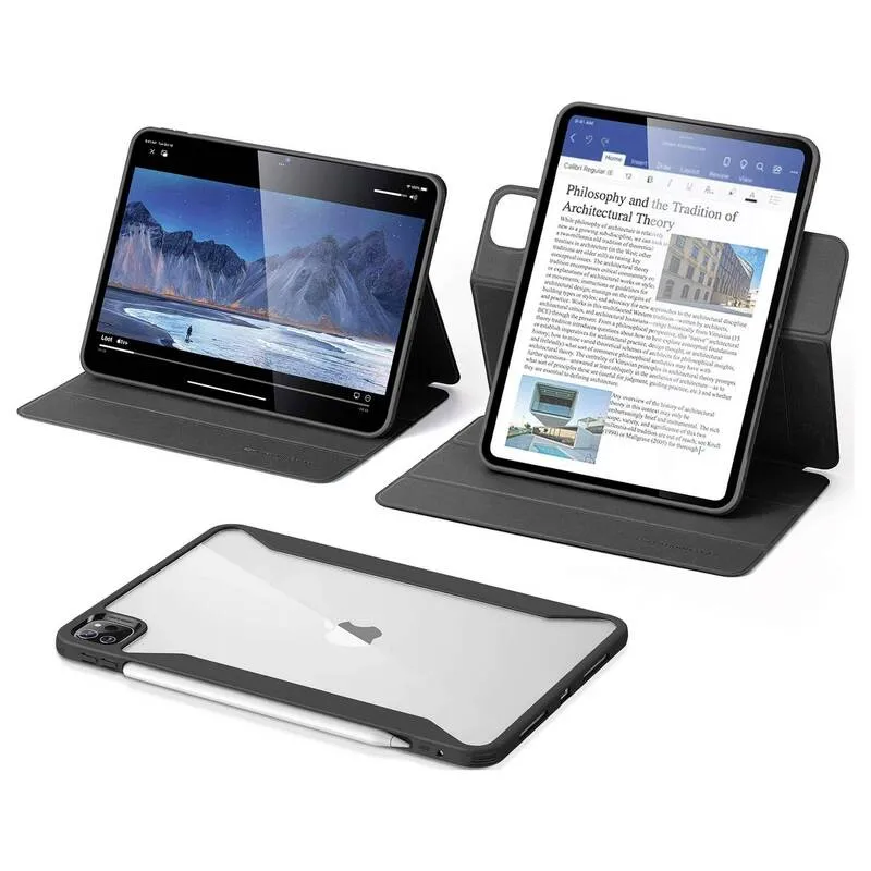B-Ware ESR Tablet-Cover BookCase für Apple iPad Pro 13" (M4, 2024) Schwarz Transparent