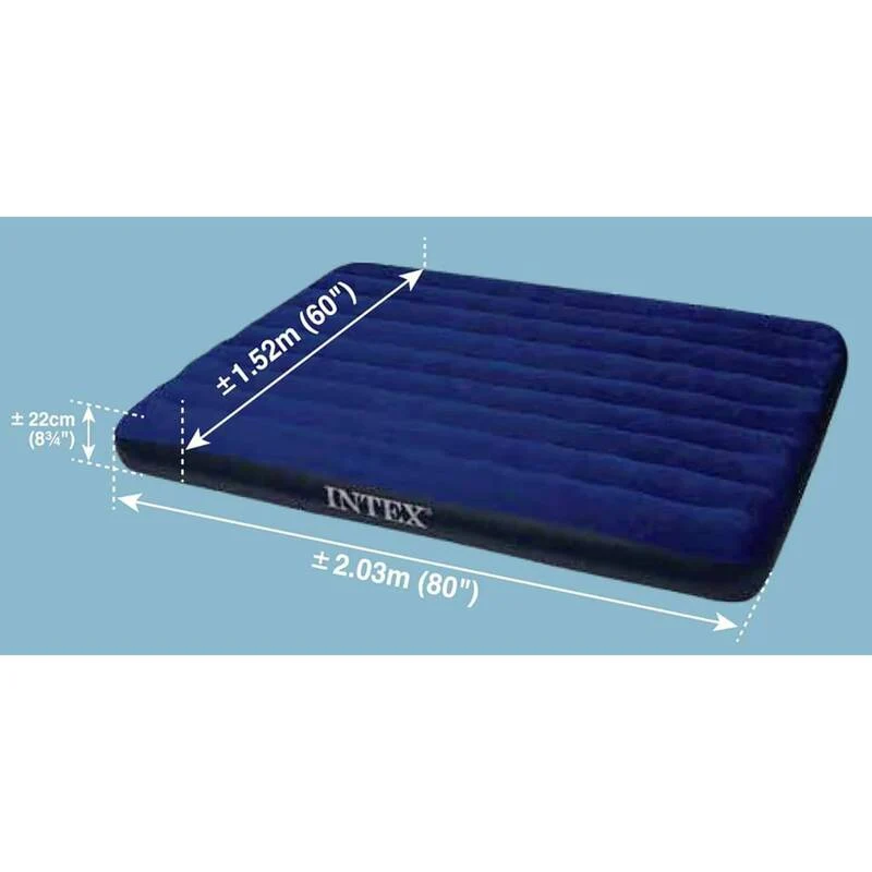 B-Ware Intex Luftbett Dura-Beam 203x152cm blau Luftmatratze Gästebett Camping bequem