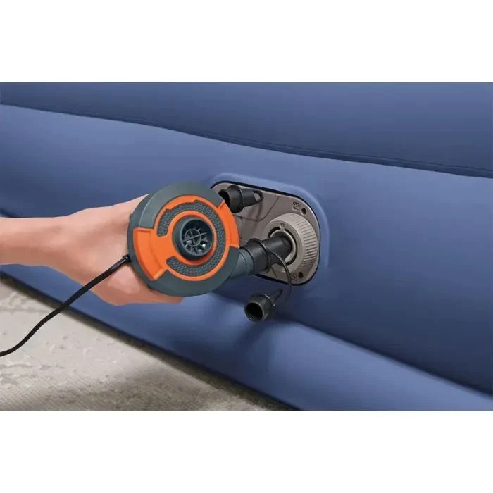 B-Ware Bestway Luftmatratze Kingsize Rechteckig Blau Weiß Luftbett mit Kissen und Pumpe