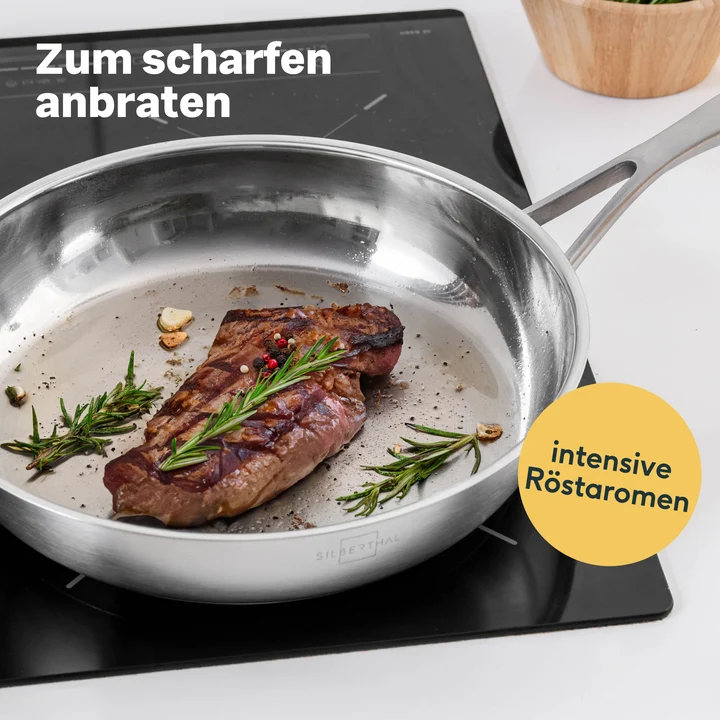 B-Ware SILBERTHAL Edelstahlpfanne unbeschichtet Sandwichboden spülmaschinenfest