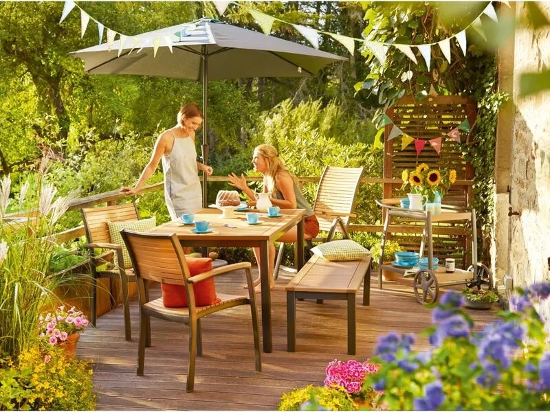 D-Ware Gartentisch Terrassentisch Ausziehbar FSC-Holz Braun 180-240cm x 100cm