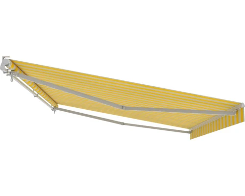 B-Ware Gelenkarmmarkise Sonnenschutz Markise 5x3 Stoff gelb/grau Lotuseffekt RAL 9006