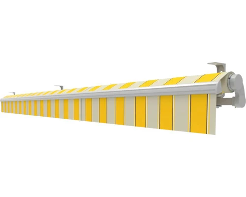 B-Ware Gelenkarmmarkise Sonnenschutz Markise 5x3 Stoff gelb/grau Lotuseffekt RAL 9006