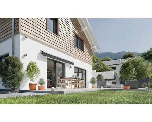 B-Ware SunStyle Gelenkarmmarkise Markise Sonnenschutz 4x3m Stoff Uni grau