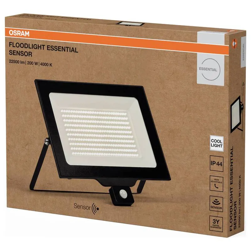 B-Ware OSRAM Außenstrahler Flutlichtstrahler Essential Sensor 200W LED Kaltweiß IP44