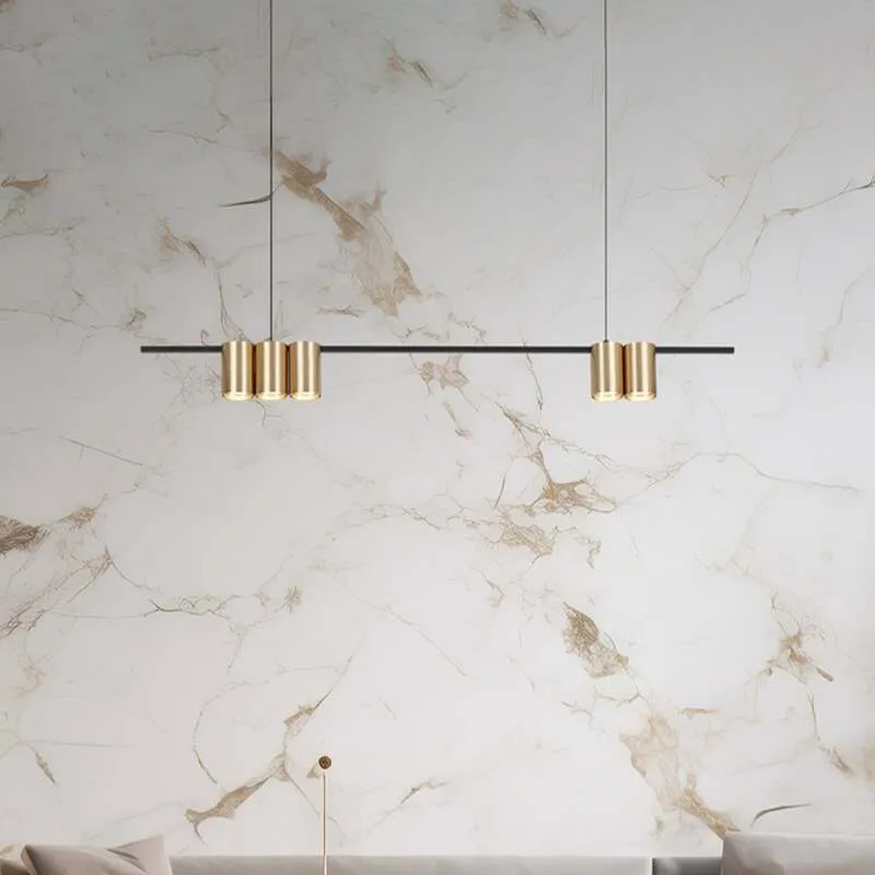 B-Ware Eco Light Hängelampe Genesis Hängeleuchte Alu Schwarz/Gold 5 X Gu10 Länge 100 Cm