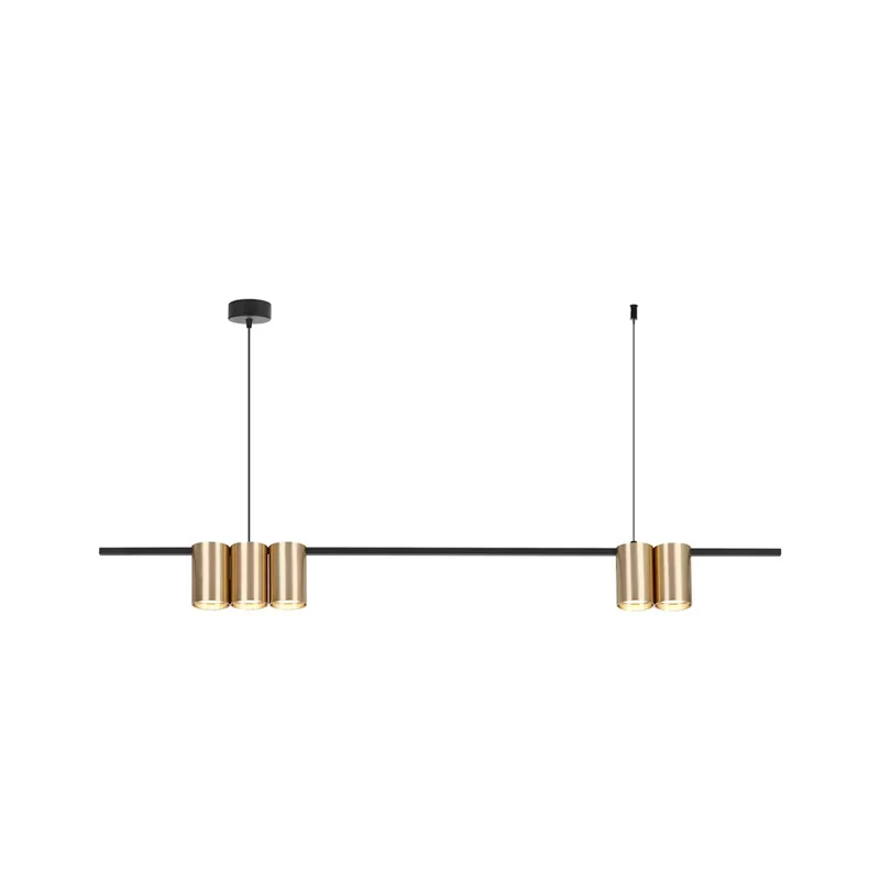 B-Ware Eco Light Hängelampe Genesis Hängeleuchte Alu Schwarz/Gold 5 X Gu10 Länge 100 Cm