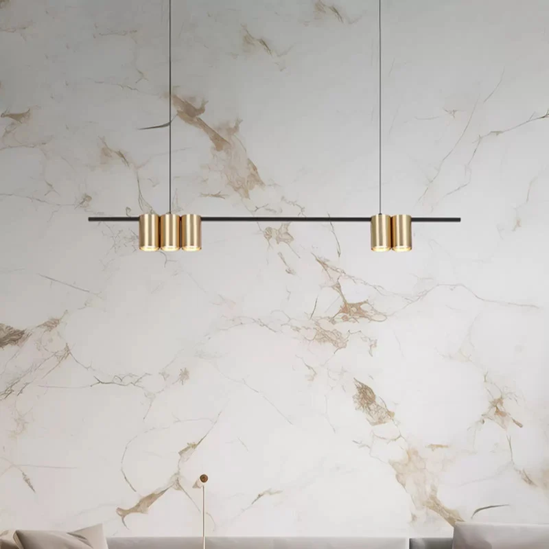 B-Ware Eco Light Hängelampe Genesis Hängeleuchte Alu Schwarz/Gold 5 X Gu10 Länge 100 Cm