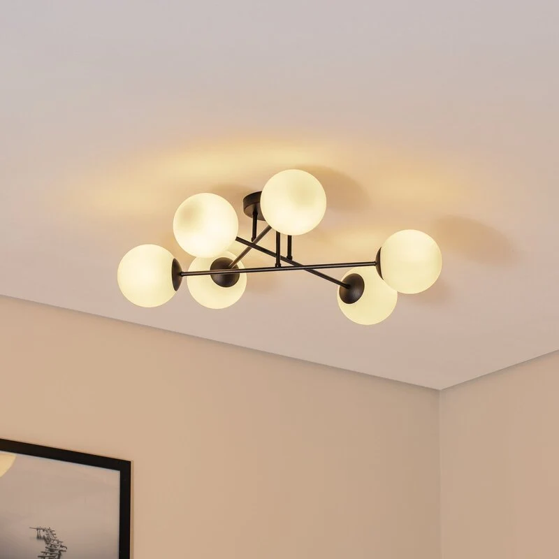 B-Ware Euluna Deckenleuchte Glassy Schwarz/Opal Deckenlampe Lampe Licht Leuchte Spot142