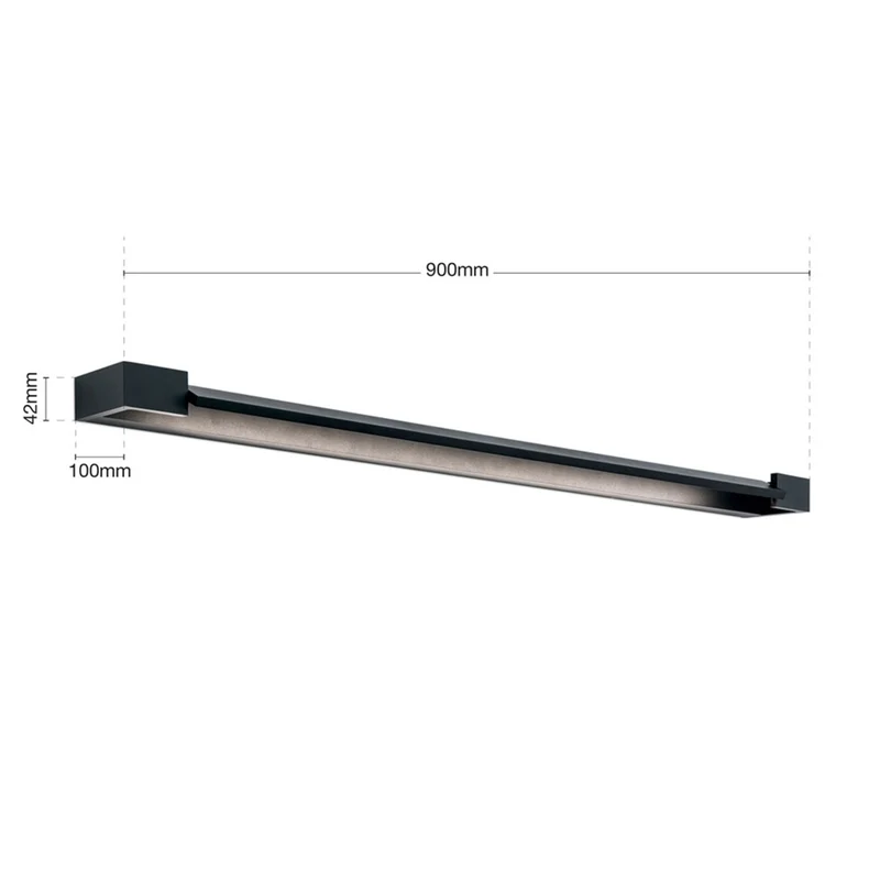 B-Ware Marilyn Spiegelleuchte Spiegellicht Led Schwarz Matt Aluminium Kunststoff 90cm
