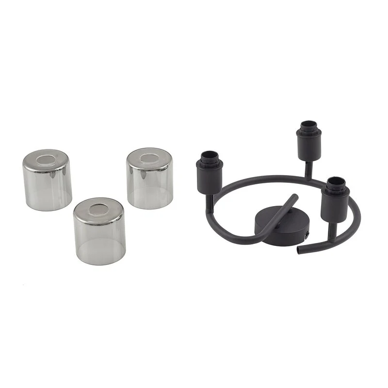 B-Ware Lindby Deckenleuchte Netty Grau 3 Flammig Glas Deckenlampe Lampe Leuchte Spot