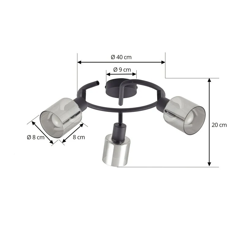 B-Ware Lindby Deckenleuchte Netty Grau 3 Flammig Glas Deckenlampe Lampe Leuchte Spot