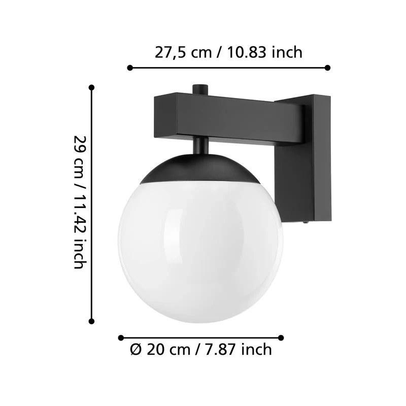 B-Ware Eglo Außenwandleuchte Bufalata Wandlampe Außenlampe Lampe Schwarz Glas Opalweiß