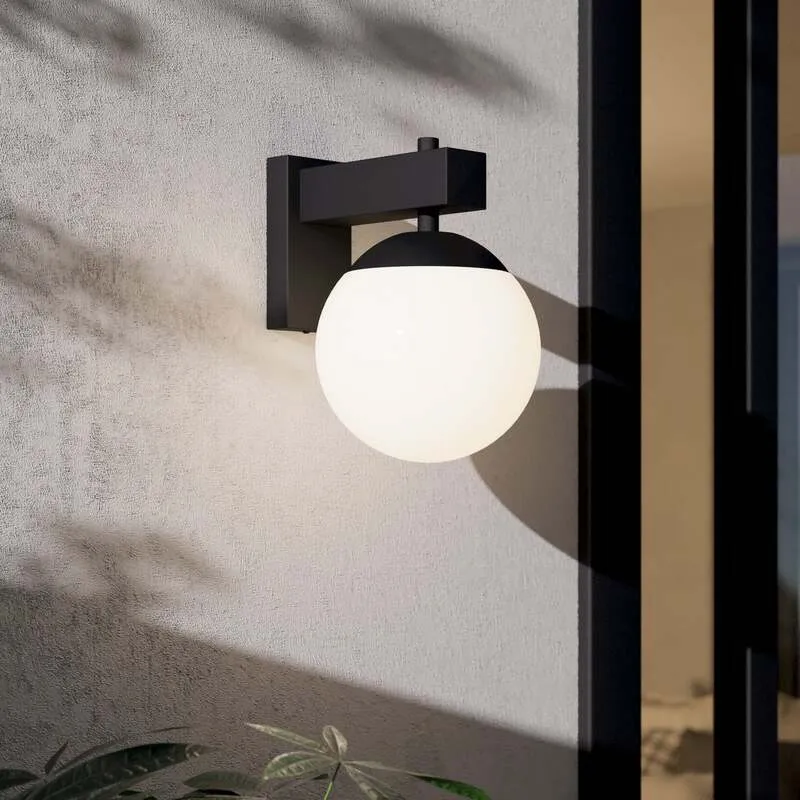 B-Ware Eglo Außenwandleuchte Bufalata Wandlampe Außenlampe Lampe Schwarz Glas Opalweiß