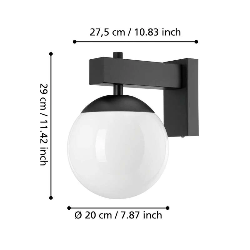 B-Ware Eglo Außenwandleuchte Bufalata Wandlampe Außenlampe Lampe Schwarz Glas Opalweiß