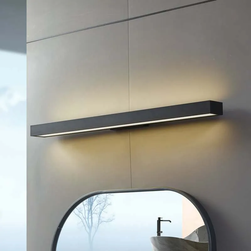 B-Ware Lucande Spiegelleuchte Badlampe Led Zafira Schwarz Aluminium Ip44 90 Cm
