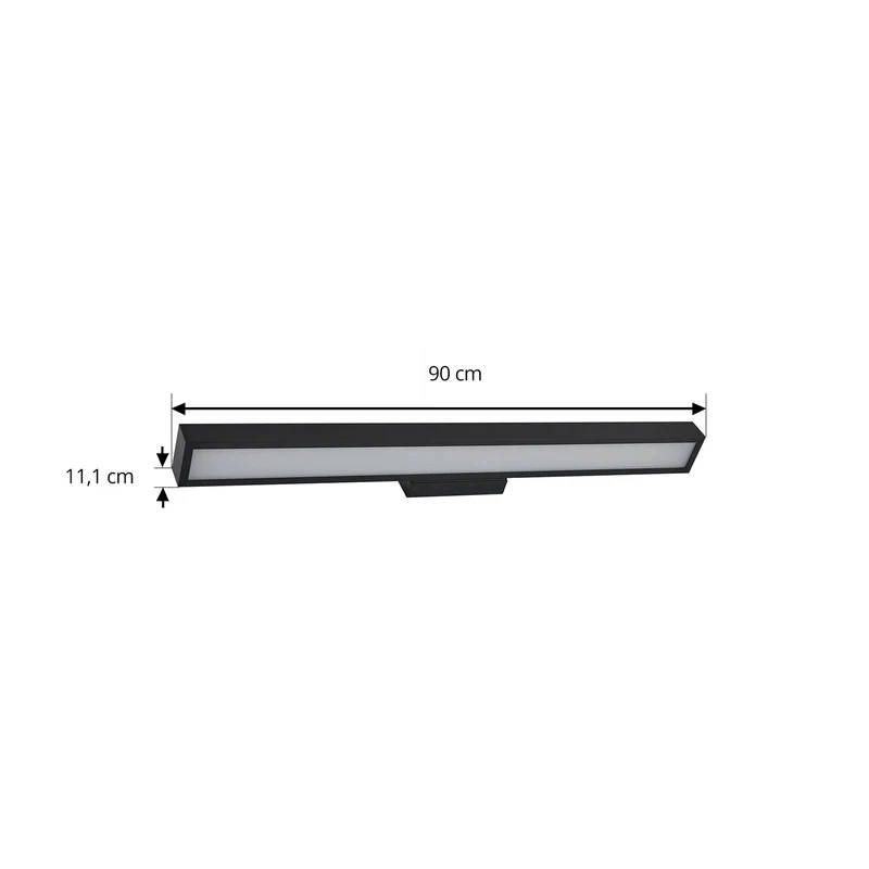 B-Ware Lucande Spiegelleuchte Badlampe Led Zafira Schwarz Aluminium Ip44 90 Cm