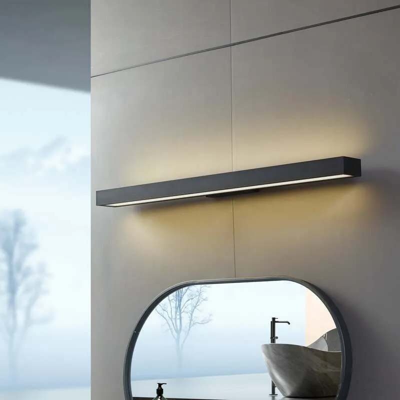 B-Ware Lucande Spiegelleuchte Badlampe Led Zafira Schwarz Aluminium Ip44 90 Cm