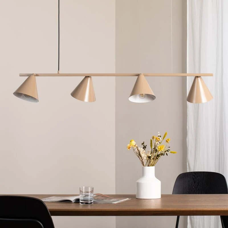 B-Ware Aldex Hängeleuchte Pendelleuchte Lampe Beige Metall Kegel 4 Flammig E27
