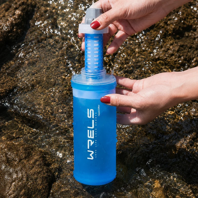 Opvouwbare waterfilterfles 1000 ml - BPA-Vrij