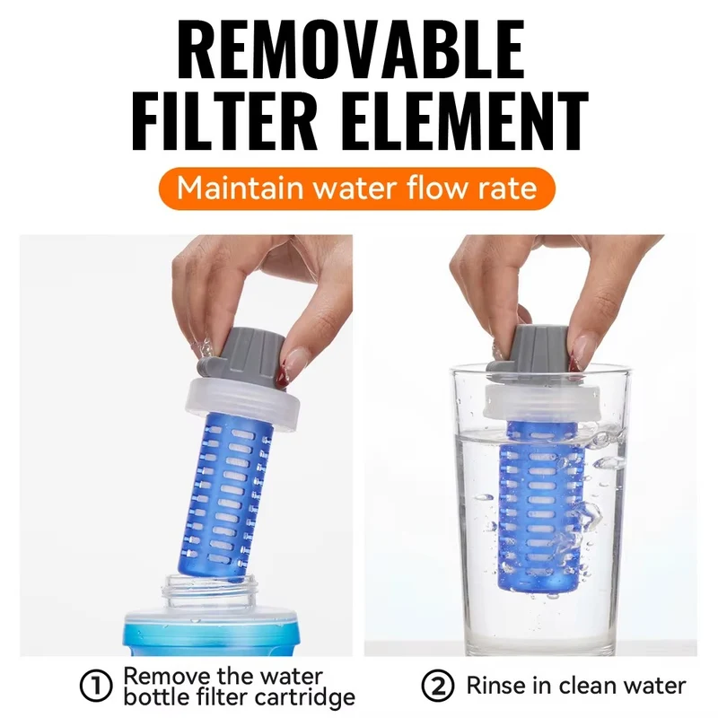 Opvouwbare waterfilterfles 1000 ml - BPA-Vrij