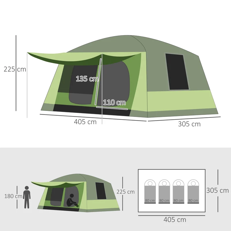 Outsunny Kampeertent 4-8 personen