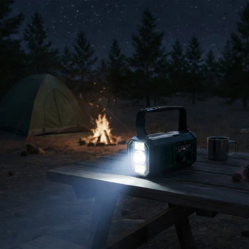 Noodradio Opwindbaar en Zonne-energie - Powerbank 10.000mAh Zaklamp
