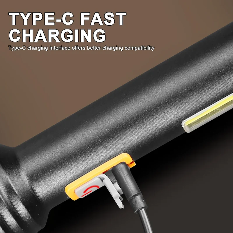 Krachtige LED Zaklamp 3800 Lumen - COB Zijlamp, UV & Magneet