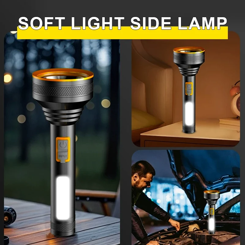 Krachtige LED Zaklamp 3800 Lumen - COB Zijlamp, UV & Magneet