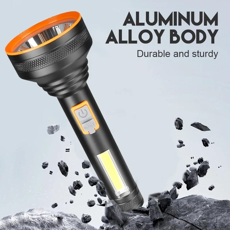 Krachtige LED Zaklamp 3800 Lumen - COB Zijlamp, UV & Magneet